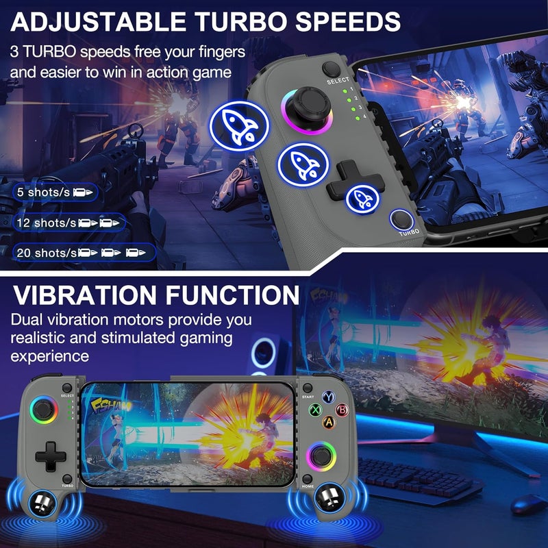 NinjaPlusOX Phone Game Controller for iPhone/Android with with Hall Joystick, Wireless Mobile Game Controller Support Xbox Cloud, Steam Link, Call of Duty, Roblox, Cloud iOS Android Controller - Image 4